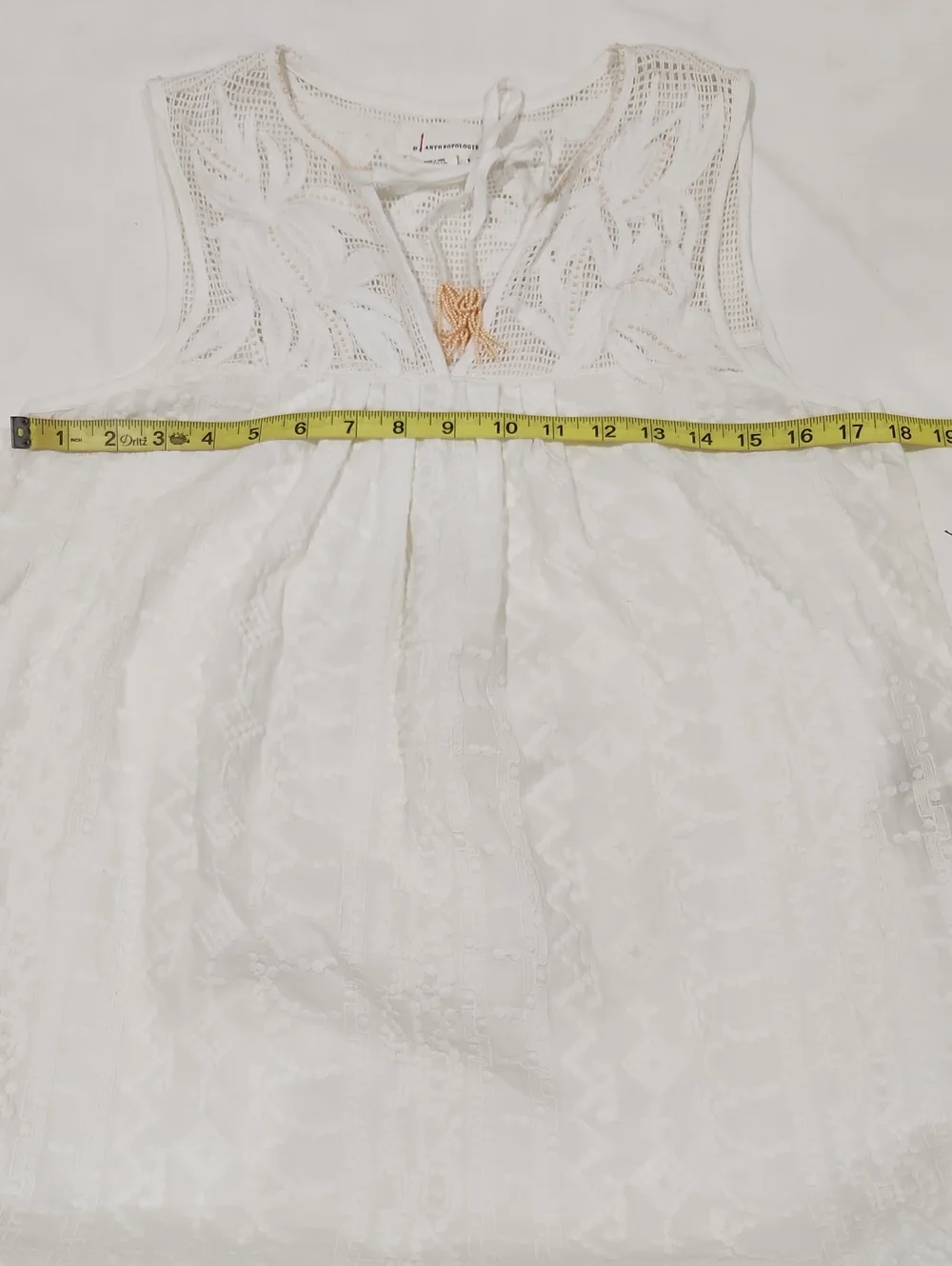 Anthropologie Women's Cream Embroidered Cover-Up Tunic - Beach Swimwear Size S